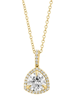 Effy Lab Grown Diamond Halo Pendant Necklace (2-1/4 ct. t.w.) in 14k Gold, 17" + 1" extender