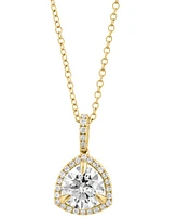 Effy Lab Grown Diamond Halo Pendant Necklace (2-1/4 ct. t.w.) in 14k Gold, 17" + 1" extender