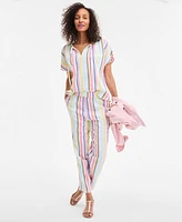 Style & Co Women's Cotton Striped Pull-On Gauze Pants, Exclusively at Macy's