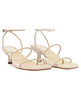 Schutz Women's Kaya Straw Mid Stiletto Heel Sandals