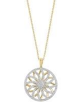 Effy Diamond Floral Wheel Pendant Necklace (3/4 ct. t.w.) in 14k Gold, 17" + 1" extender