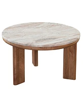 Sidney 36" Round Marble Top Coffee Table