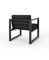 Rustproof Oasis: Aluminum Patio Chat Set with Plush Cushions