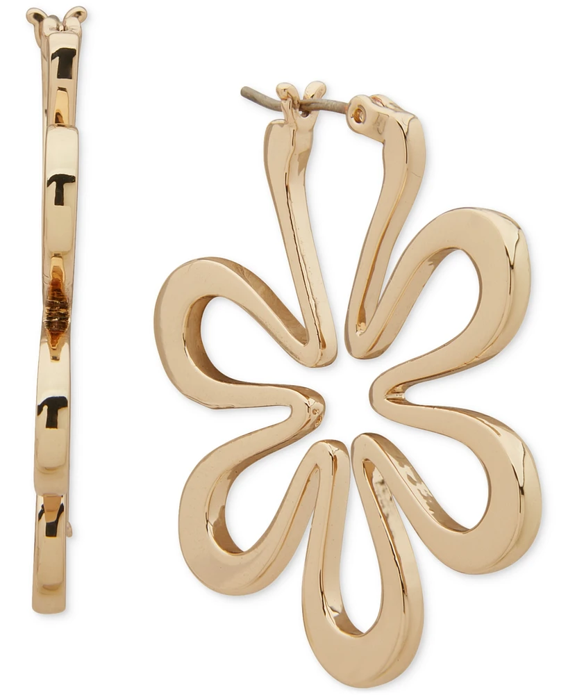 Karl Lagerfeld Paris Gold-Tone Medium Daisy Hoop Earrings, 1.12"
