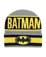 Dc Comics Men's Batman Logo Gray Cuff Beanie