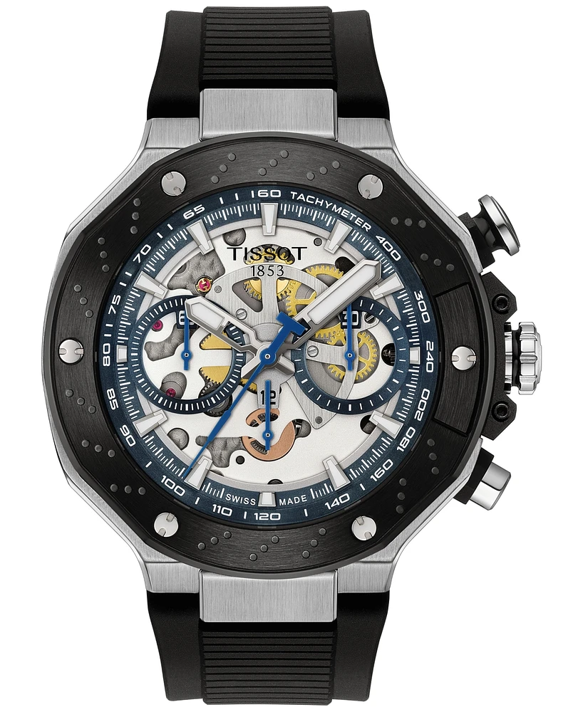 Tissot Men's Swiss Automatic Chronograph T-Race MotoGP Black Silicone Strap Watch 45mm