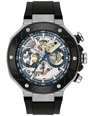 Tissot Men's Swiss Automatic Chronograph T-Race MotoGP Black Silicone Strap Watch 45mm