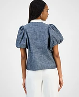 Cindy Castro New York Women's Evita Denim and White Lace Blouse