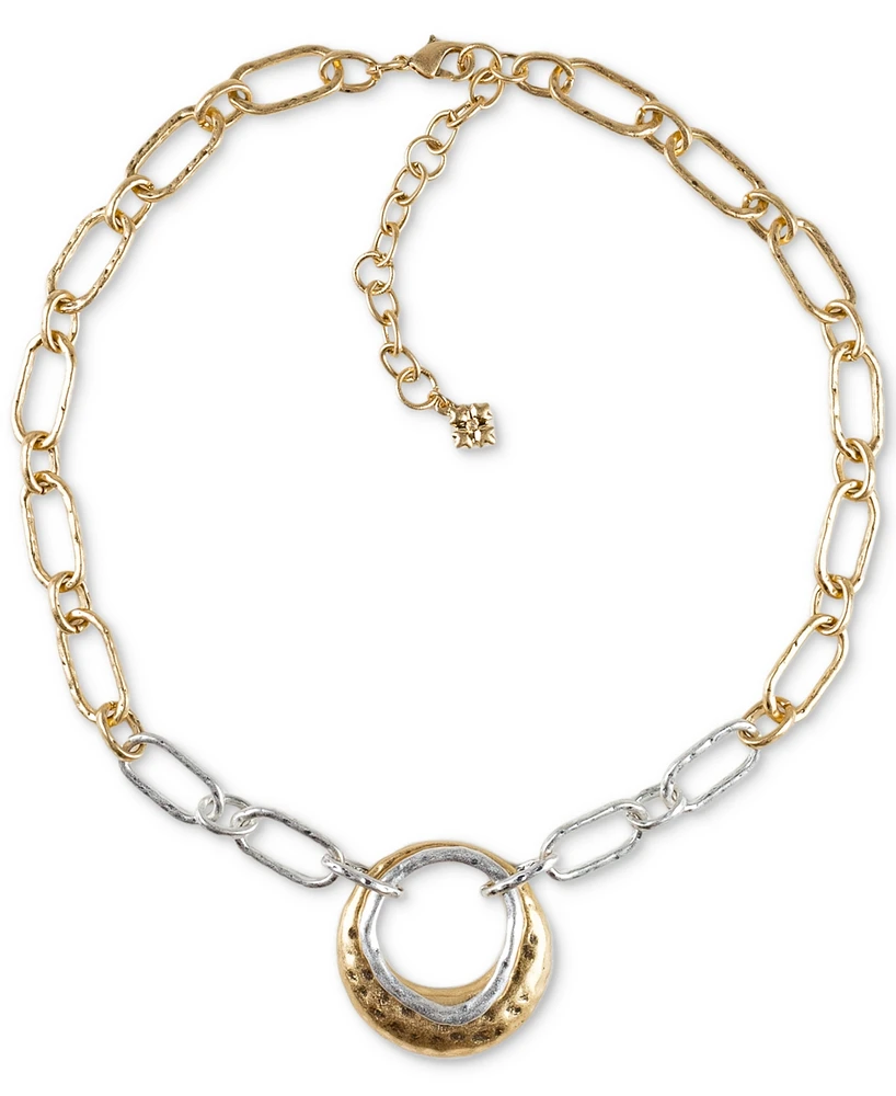 Patricia Nash Two-Tone Double Circle Pendant Necklace, 18" + 3" extender