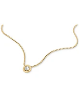 Calvin Klein Gold-Tone Stainless Steel Cubic Zirconia Twisted Bezel Pendant Necklace, 16" + 2" extender