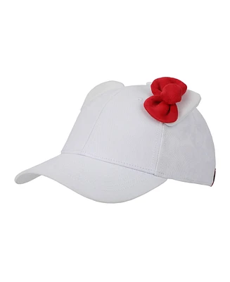Hello Kitty 3D Bow & Ears Women s White Traditional Adjustable Hat