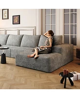Plush Corduroy Modular Sectional Sofa with Chaise