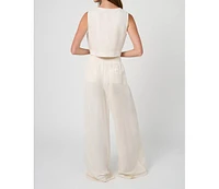 WeWoreWhat Women's Button Front Palazzo Pant