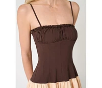 WeWoreWhat Women's Ruffle Corset Maxi Dress