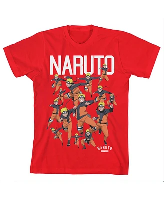Naruto Boys Shippuden Character Shadow Clone Squad Art Youth Red Graphic Tee-xl