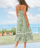 Cupshe Women's Sage Woods Floral Maxi Beach Dress