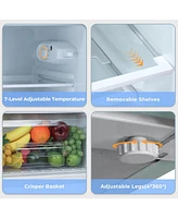 Zafro 3.2 cu.ft Compact Refrigerator with Freezer, Small Mini Fridge for Bedroom, Dorm, or Apartment, Features Adjustable Removable Glass Shelves