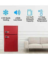 Zafro 3.2 cu.ft Compact Refrigerator with Freezer, Small Mini Fridge for Bedroom, Dorm, or Apartment, Features Adjustable Removable Glass Shelves for