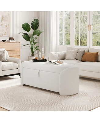 Storage Ottoman, Beige, Boucle