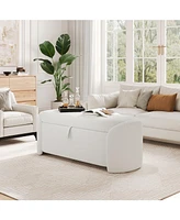Storage Ottoman, Beige, Boucle