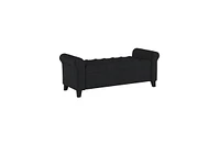 Tufted Storage Ottoman Bench with Rolled Arms, Button-Tufted Diamond Stitching, Soft-Close Hinges, and Versatile Design for Seating Storage-The Po