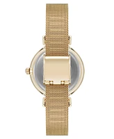 Anne Klein Women's Quartz Premium Round Gold-Tone Stainless Steel Mesh Watch, 29mm