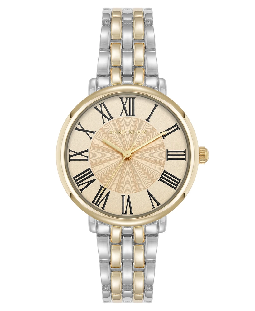 Anne Klein Women's Quartz Round Roman Numeral Two-Tone Metal Alloy Watch