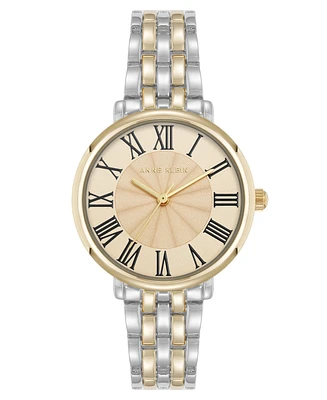 Anne Klein Women's Quartz Round Roman Numeral Two-Tone Metal Alloy Watch