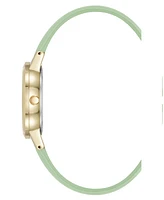Anne Klein Women's Quartz Casual Mint Polyurethane Leather and Gold-Tone Metal Alloy Boyfriend Watch, 34mm