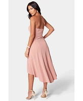 Bebe Women's Strapless Midi Glit Knit Dress