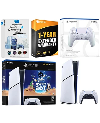 Sony PlayStation 5 Slim Digital PS5 Astro Bot Bundle with Extra Controller, MightySkins Voucher and 1 Year Extended Warranty