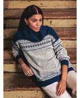 Celtic & Co. Women's Donegal Fair Isle Roll Neck Sweater