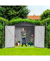 Mondawe 6X4X6Ft Garden Metal Outdoor Storage Shed Outdoor Storing Tools Rainproof Hinge Door Version