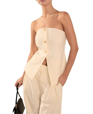 endless rose Women's Strapless Buttoned Long Top