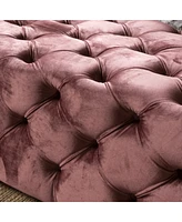 Tufted Velvet Ottoman Bench with Diamond Stitching, Modern Glam Upholstered Accent Piece, Versatile for Entryway, Living Room Seating-The Pop Home