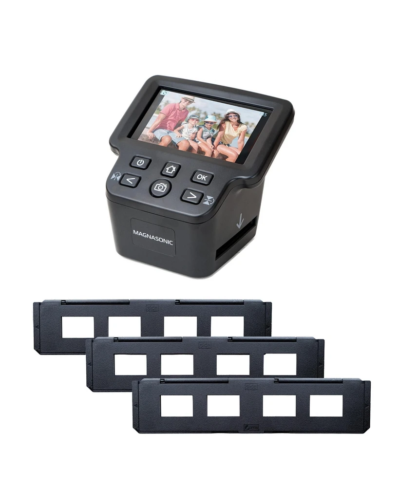 Magnasonic All-In-One 24MP Film Scanner with Large 5" Display & Hdmi, Long Tray 35mm Slide Film Holders, Converts 35mm/126/110/Super 8 Film & 135/126/