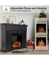 Cowsar 44" Electric Fireplace with Mantel, Free-Standing Heater with Wooden Surround and Log Effect, Remote Control, 750-1500W