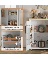 Rolling Kitchen Island Cart on Wheels, 2 Door Storage Cabinet