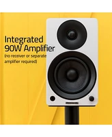 Fluance Ai41 Powered 2-Way 2.0 Stereo Bookshelf Speakers with Speaker Stands 5" Drivers 90W Amplifier for Turntable Bluetooth 5 Wireless Music Streami