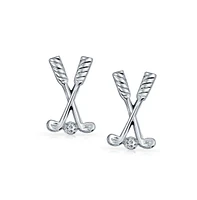 Bling Jewelry Golf Clubs Ball Caddy Golfer Sports Coach Cufflinks Executive Shirt Cuff Links Bullet Hinge Back Silver Tone Brass