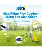 Xdp Recreation Blue Ridge Play Outdoor Swing Set with Glider, 2 Swings & Slide