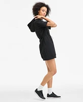 Kin Apparel Women's Hooded Drawstring-Waist Short-Sleeve Dress