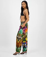 Annia Louisa Women's Paradise Printed Embellished Wide-Leg Pants