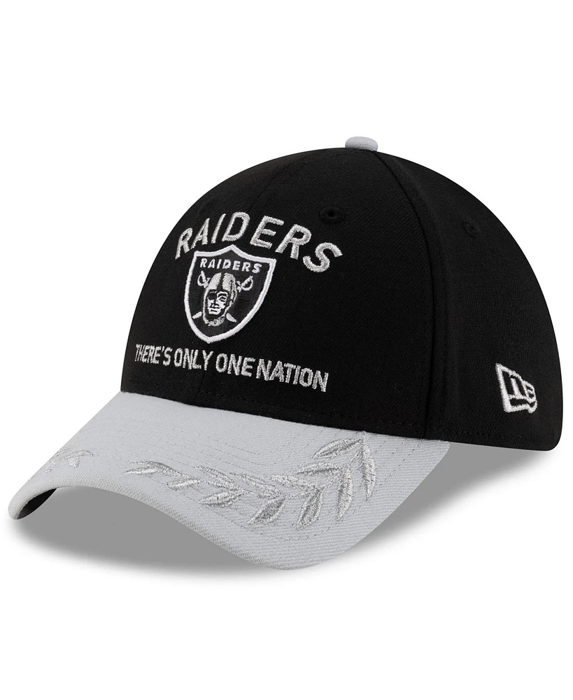 New Era Men's Black/Silver Las Vegas Raiders 2025 Nfl Draft 39THIRTY Flex Hat