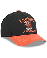 New Era Men's Black/Orange Cleveland Browns 2025 Nfl Draft 9FORTY A-Frame M-Crown Adjustable Hat
