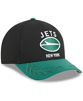 New Era Men's Black/Green New York Jets 2025 Nfl Draft 9FORTY A-Frame M-Crown Adjustable Hat