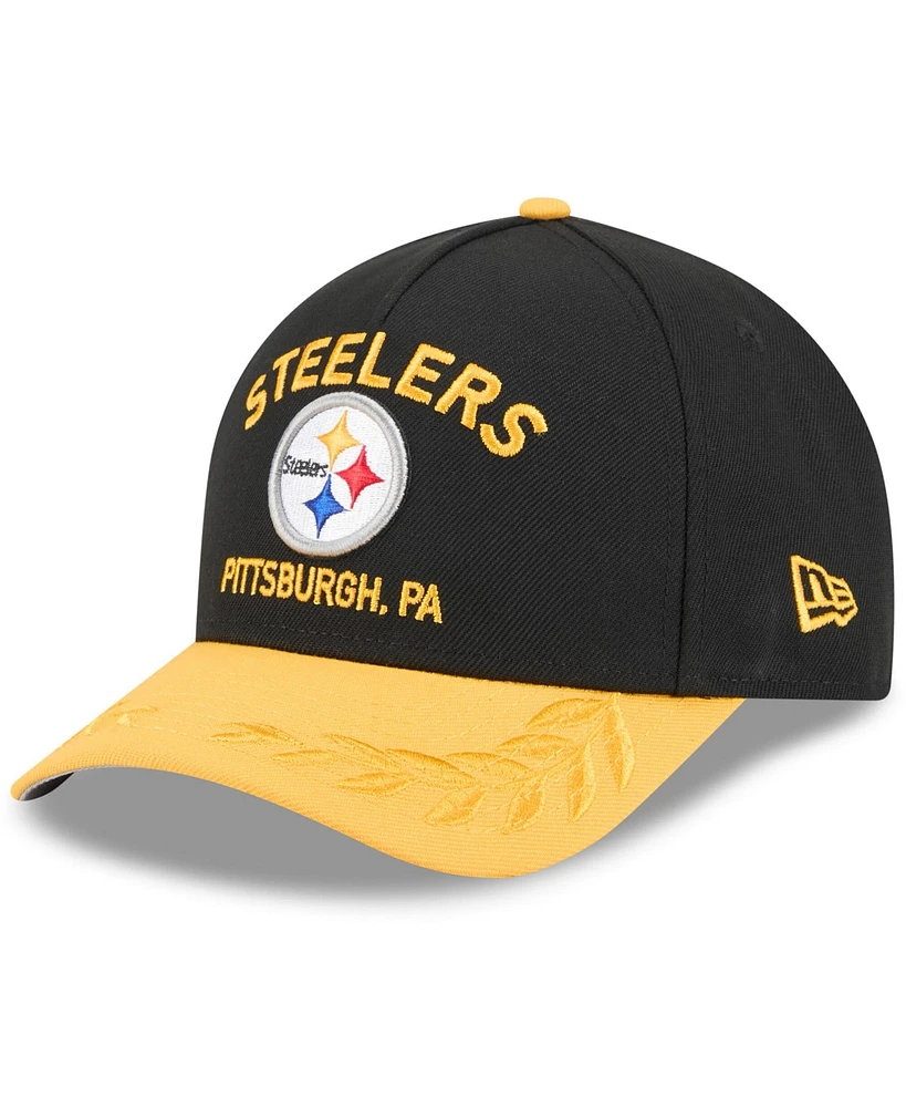 New Era Men's Black/Yellow Pittsburgh Steelers 2025 Nfl Draft 9FORTY A-Frame M-Crown Adjustable Hat