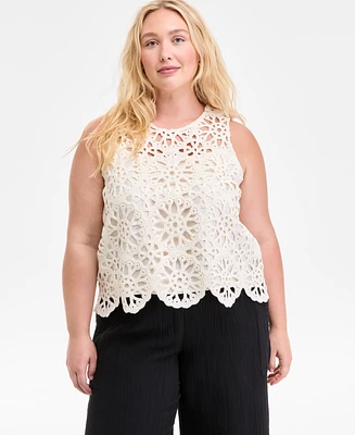 On 34th Trendy Plus Crochet Scalloped Tank Top, Exclusively at Macy's