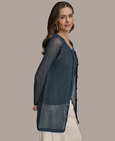 Donna Karan New York Women's Sequin Embellished Long Cardigan