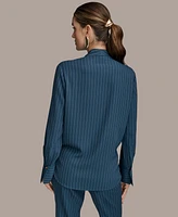 Donna Karan New York Women's Tie-Front Pinstripe Blouse